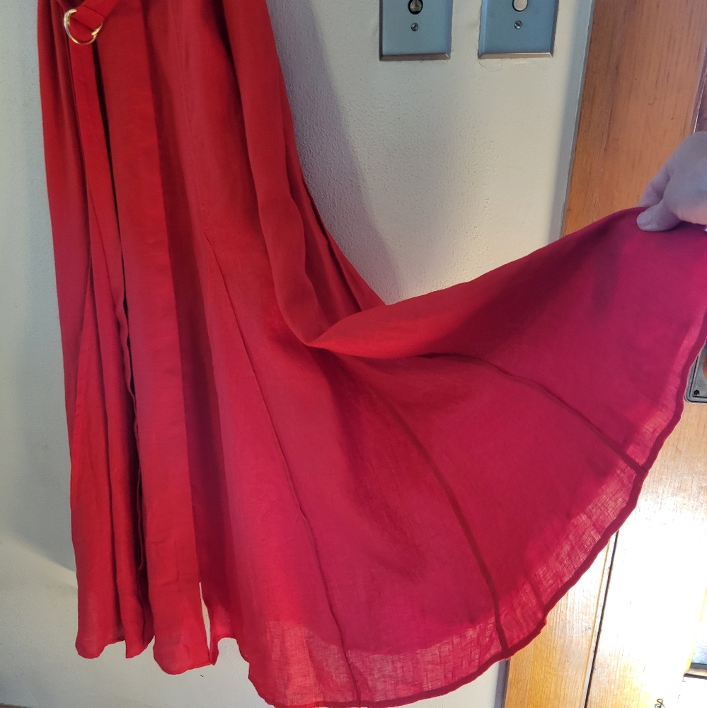 J. Crew Seamed Linen Dress with Removeable Belt - Red Arroyo - Picture 8 of 14